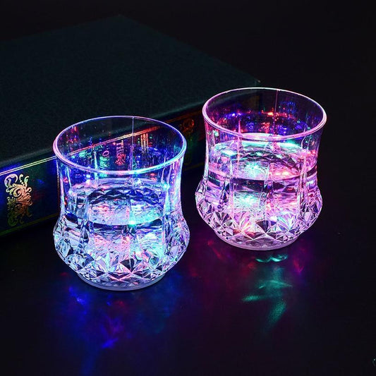 LED Flashing Glowing Water Liquid Activated Light Up Glass Cup Mug Luminous Party Drink Cup