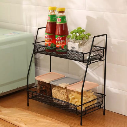 2 Layer Multi-Purpose Mini Portable Iron Organizer Shelf