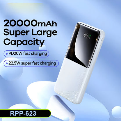 RPP-623 Remax 20000mAh LED Display, PD+QC 20w+22.5W Fast Charging Multi-Device Compatibility Powerbank