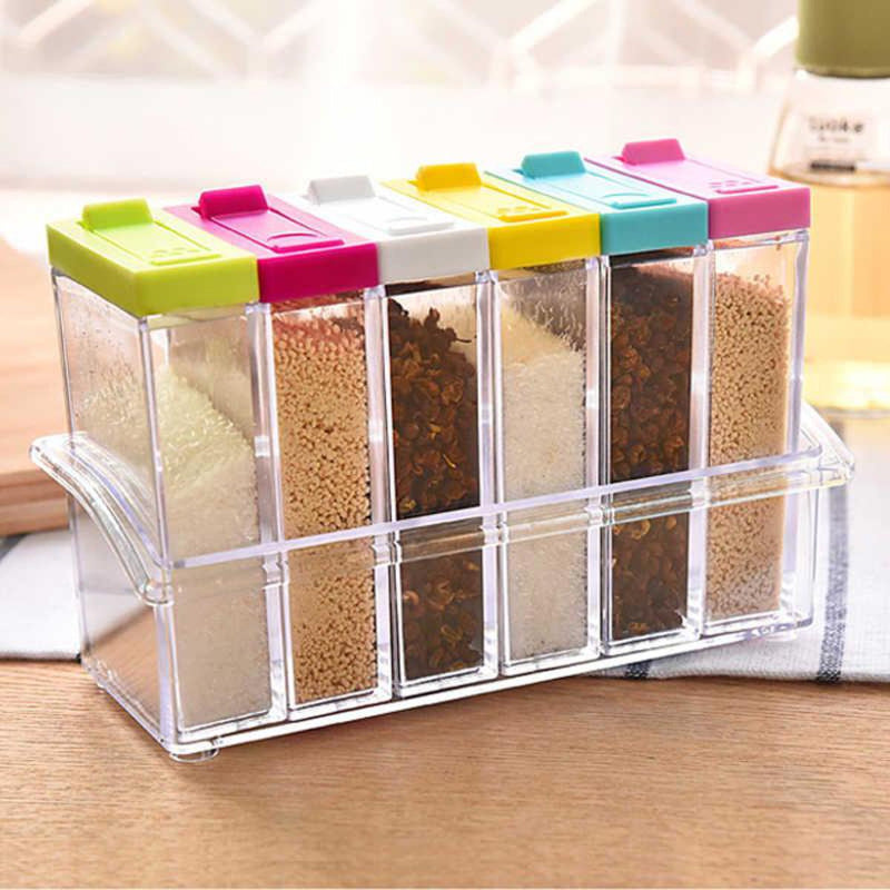 6 PCs Plastic Spice Shaker Seasoning Boxes Plastic Storage Container