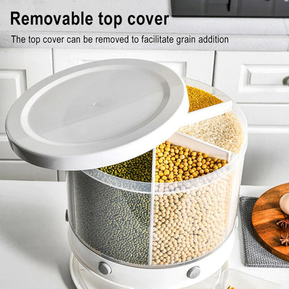 10 Kg 6-In-1 Kitchen Food Container Organizer With 360 Degree Rotatable Design