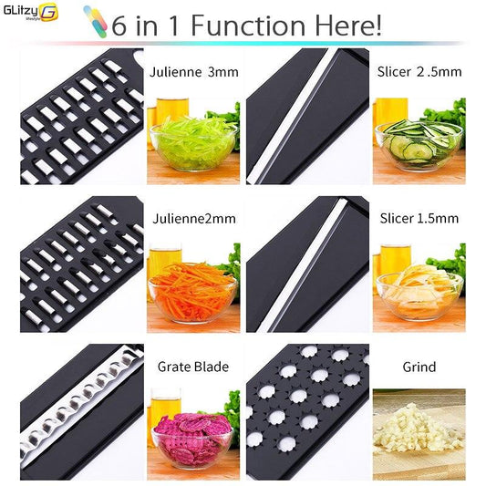 Slicer Vegetable Cutter Grater Chopper Six Interchangeable Blades With Hand Protector