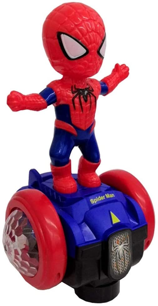 Children’s electric Spiderman toy balance scooter electric light music 360° rotating stall cool children’s toy car