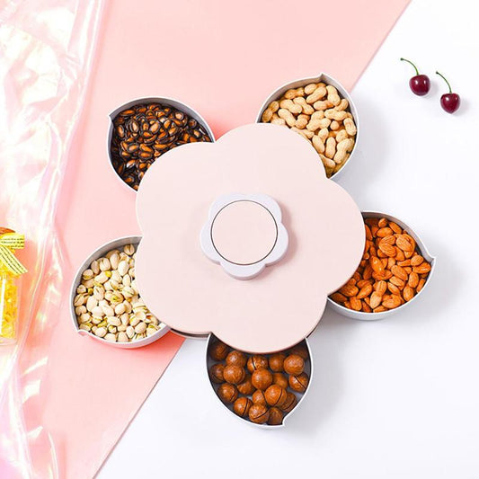 Rotatable Container Case Plastic Food Candy Holder Flower Shaped