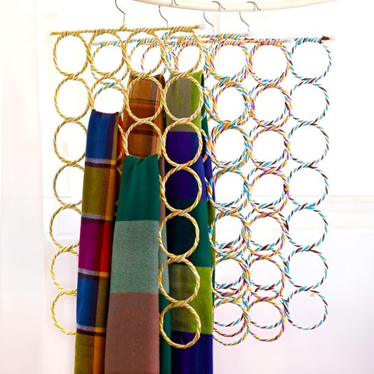 Multipurpose Scarf Hanger / Organizer Holder With 28 Holes Ideal For Hanging Ties, Mufflers, Belts, Dupatta (random Color)