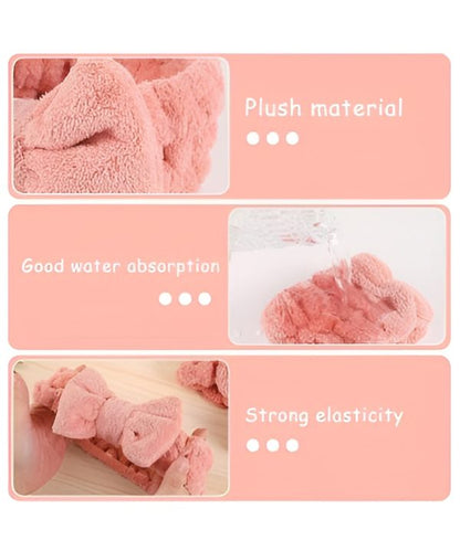 3 Pieces Kiss Lovely Wrist Strap – Face Wash Headband And Wristband Set Soft Spa (random Color)