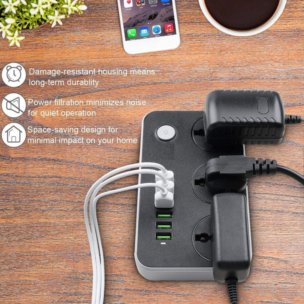 2500W 3.4A Power Socket With 3 Anti-Static AC Sockets And 6 Intelligent USB Charging Ports