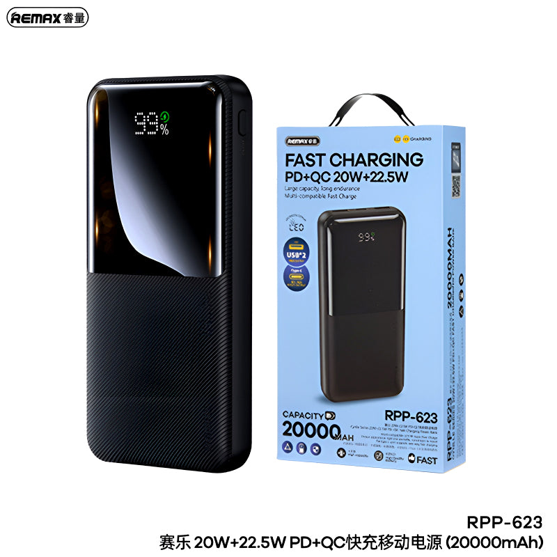 RPP-623 Remax 20000mAh LED Display, PD+QC 20w+22.5W Fast Charging Multi-Device Compatibility Powerbank