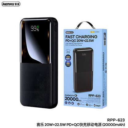 RPP-623 Remax 20000mAh LED Display, PD+QC 20w+22.5W Fast Charging Multi-Device Compatibility Powerbank