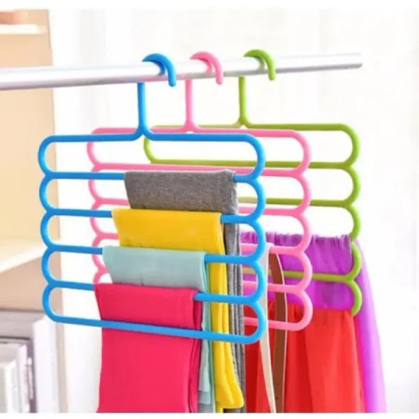 5 Layer Magic Hangers Hanger: Anti-slip Multi-purpose And Multi-functional Magic Multiple Layer Trousers Hangers Hanger – Multifunction Pants Closet Belt Holder Rack S-type 5 Layers Saving Space Hangers Hanger