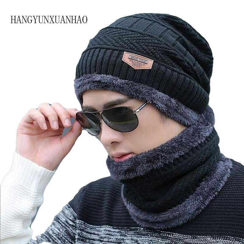 2pcs Ski Cap and Scarf Set Cold Warm Winter Hat for Women Men Knitted Bonnet Warm Cap