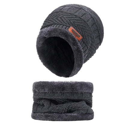 2pcs Ski Cap and Scarf Set Cold Warm Winter Hat for Women Men Knitted Bonnet Warm Cap