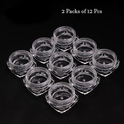 2 Packs Of 12Pcs Round Small Storage Plastic Bottles For Jewelry Beads Cosmetics And Accessories