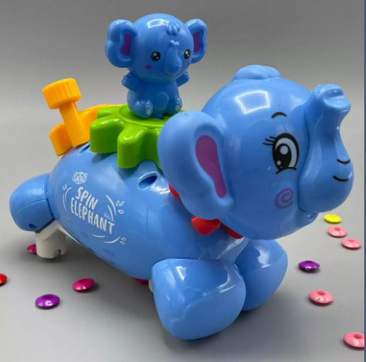 Spinning Elephant With Baby On Back With Light And Music Toddlers Toy