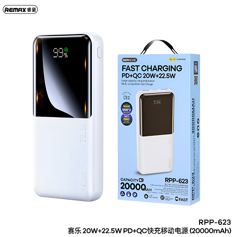 RPP-623 Remax 20000mAh LED Display, PD+QC 20w+22.5W Fast Charging Multi-Device Compatibility Powerbank