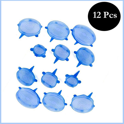 2 Sets Of 6 Pcs Silicone Food Wrap Caps Cookware Lids Stretchable Fresh Covers