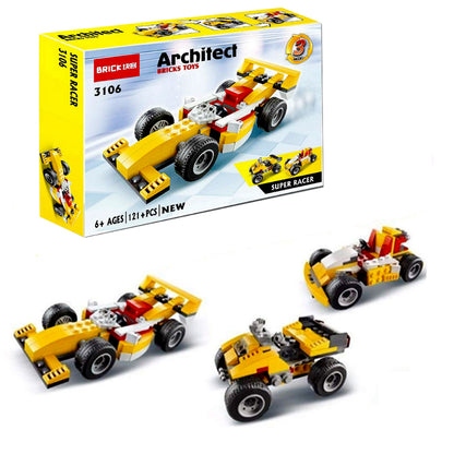 121Pcs Architect Super Racer 3-In-1 DIY Construction Building Blocks Set Toy