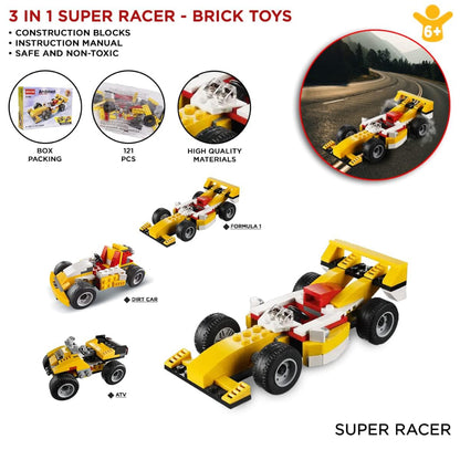 121Pcs Architect Super Racer 3-In-1 DIY Construction Building Blocks Set Toy