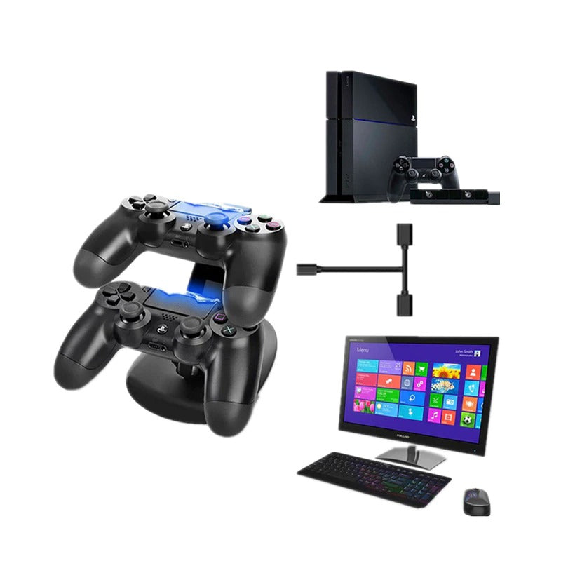 "PS4 Controller Charger Dock LED Dual USB Charging Stand Cradle "