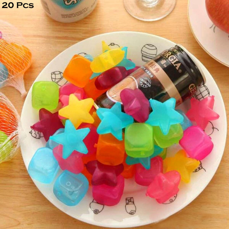 2 Packs Of 10 Pcs Reusable Multi-Shaped Silicone Ice Cubes