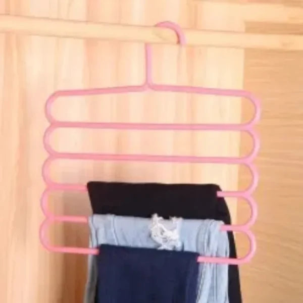 5 Layer Magic Hangers Hanger: Anti-slip Multi-purpose And Multi-functional Magic Multiple Layer Trousers Hangers Hanger – Multifunction Pants Closet Belt Holder Rack S-type 5 Layers Saving Space Hangers Hanger