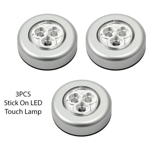 3Pcs LED Wireless Night Light Stick Click Touch Lamp Car Cabinet Closet Lamp