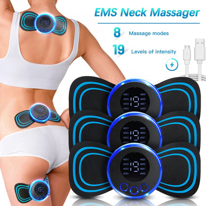 LCD Display EMS Neck Massage Electric Massager Cervical Neck Back