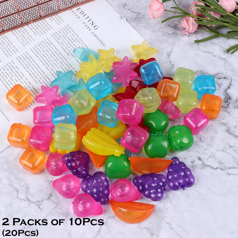 2 Packs Of 10 Pcs Reusable Multi-Shaped Silicone Ice Cubes