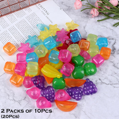 2 Packs Of 10 Pcs Reusable Multi-Shaped Silicone Ice Cubes