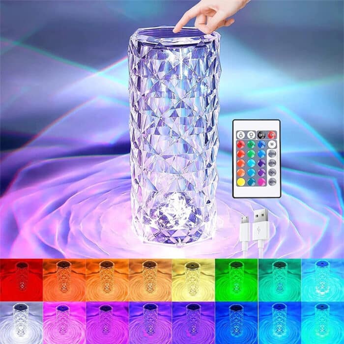 16 Color Daimond Crystal Lamp With Remote Led Crystal Table Lamp (L)