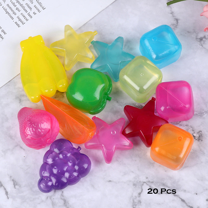 2 Packs Of 10 Pcs Reusable Multi-Shaped Silicone Ice Cubes