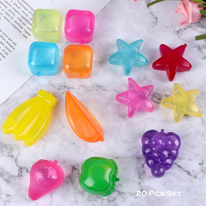 2 Packs Of 10 Pcs Reusable Multi-Shaped Silicone Ice Cubes