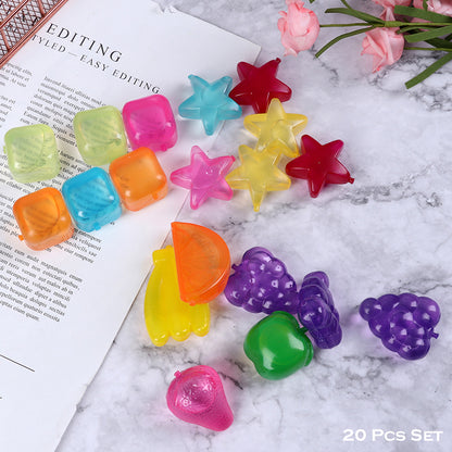 2 Packs Of 10 Pcs Reusable Multi-Shaped Silicone Ice Cubes