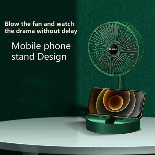 Rechargeable – Portable Telescopic Folding Fan | Usb Foldable | Table Desk Fan | Telescopic Design Floor | 3 Speeds Adjustable Height Fan (random Color)