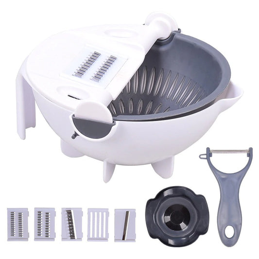 5pcs Multi-Function Vegetable Potato Slicing Shredding Machine Washing Household Grater Draining Basket