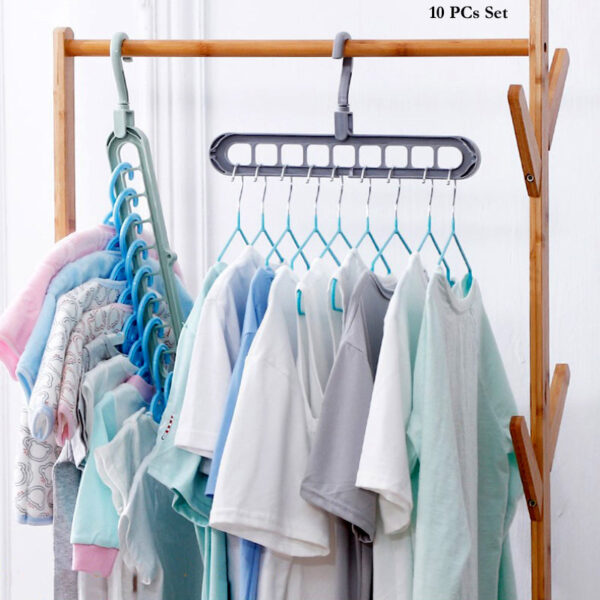 Pack Of 10 Rotate Anti-Skid Folding Hanger Portable Hanging For Home Wet Dry Clothes - Image 2