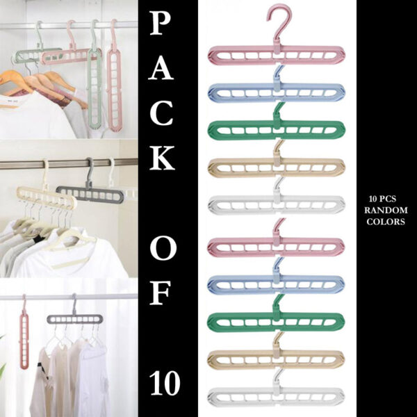 Pack Of 10 Rotate Anti-Skid Folding Hanger Portable Hanging For Home Wet Dry Clothes - Image 3