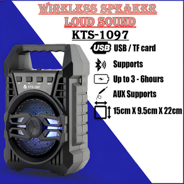 KTS-1097 Mini Portable 4-Inch Wireless Bluetooth Speaker with Enhanced Stereo Bass, LED Disco Lights, and Mic Input for Seamless Connectivity - Image 10