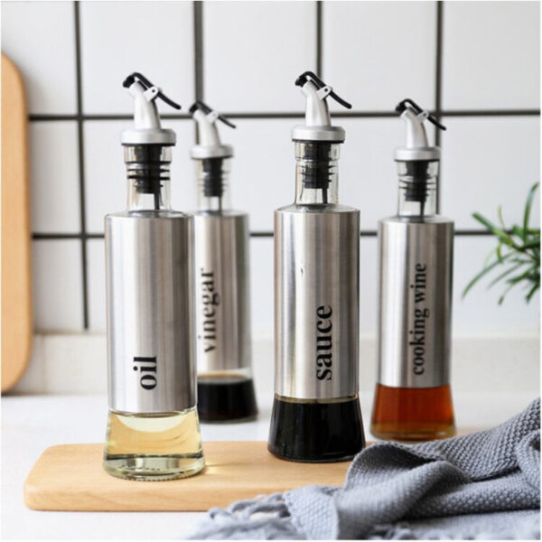 300ml High-Quality Stainless-Steel Covered Smart Glass Oil Bottle - Image 5