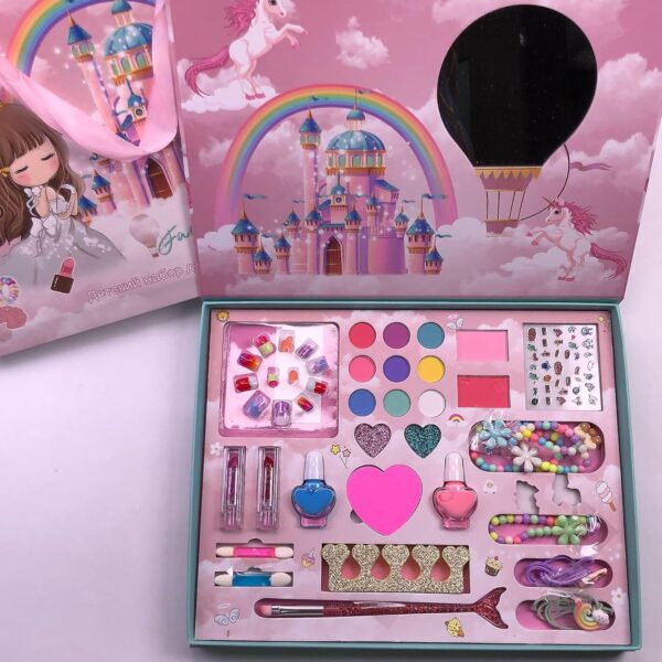 Beauty Makeup Kit For Doll Girls Children’s Cosmetics Makeup Eyeshadow Palette Nail Polish Blush Carrying Box Cosmetic Bag Set - Image 5