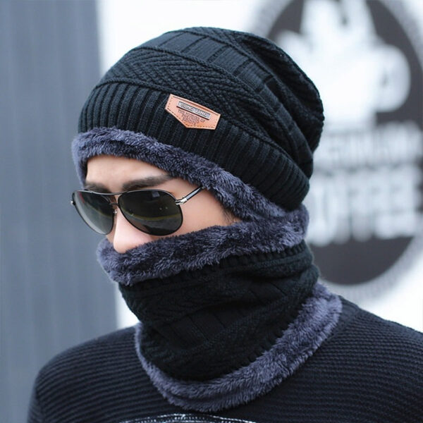 2pcs Ski Cap and Scarf Set Cold Warm Winter Hat for Women Men Knitted Bonnet Warm Cap - Image 7
