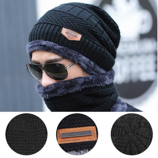2pcs Ski Cap and Scarf Set Cold Warm Winter Hat for Women Men Knitted Bonnet Warm Cap - Image 8