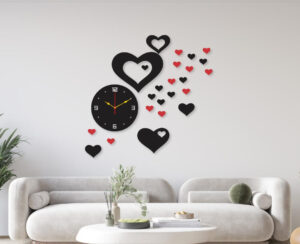 Red Heart Clock Wall Clock I Wall Clocks For Bedroom I Quartz Watch Diy Design