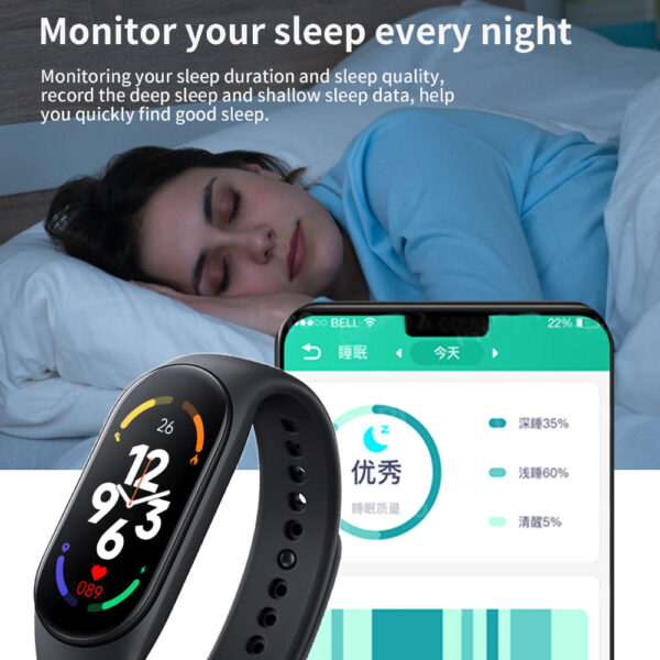 M7 Waterproof Ip67 Smart Fitness Band With Heart Rate Sleep Monitoring Sports Mode - Image 6