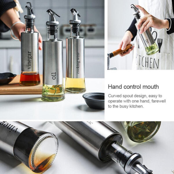 300ml High-Quality Stainless-Steel Covered Smart Glass Oil Bottle - Image 14