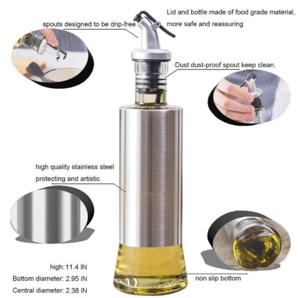 300ml High-Quality Stainless-Steel Covered Smart Glass Oil Bottle - Image 16