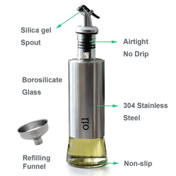 300ml High-Quality Stainless-Steel Covered Smart Glass Oil Bottle - Image 2