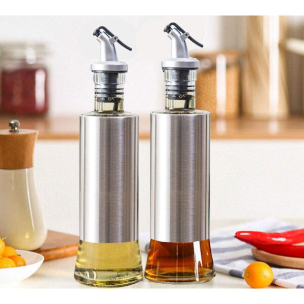 300ml High-Quality Stainless-Steel Covered Smart Glass Oil Bottle - Image 3