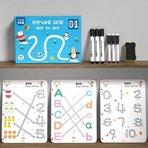 Kids Educational Learning Tracing Book Stroke Line Dot To Dot Magical (64 Pages Big Size) - Image 3