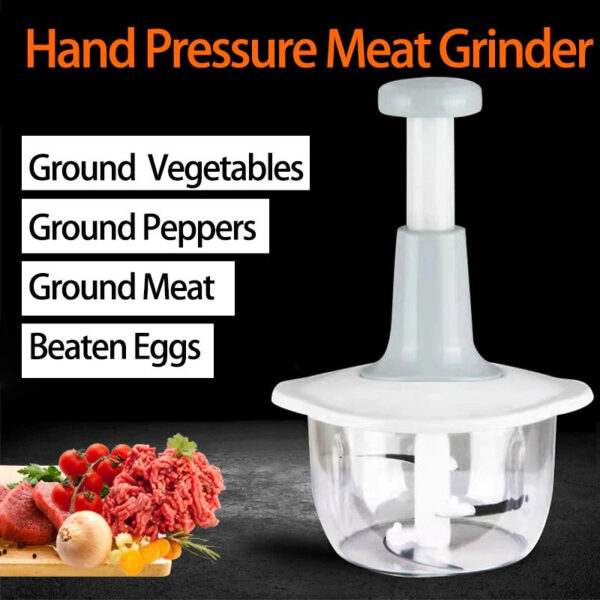 Four Blade Hand Pressure Vegetable Grinder Manual Kitchen Chopper Garlic Masher - Image 8